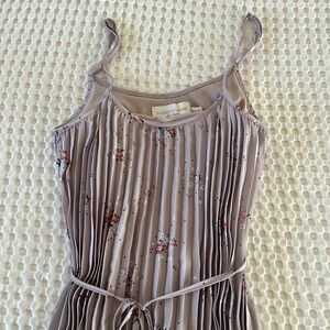 Lavender Pleated Maxi Dress with Floral Print